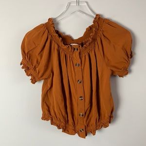 H&M Off The Shoulder Top 6 Button Front Top Cropped